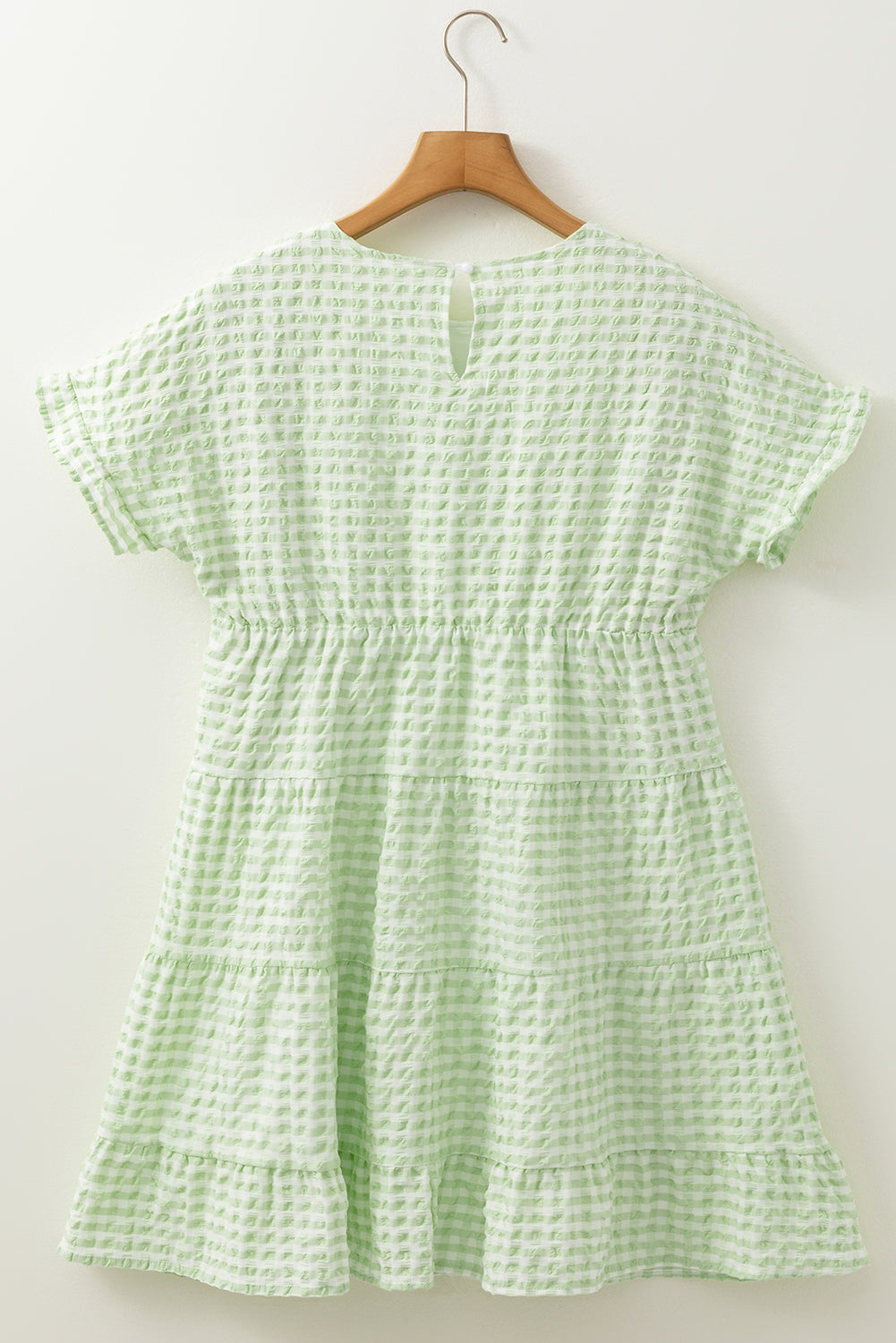 Green Plaid Ruffle Tiered Mini Dress