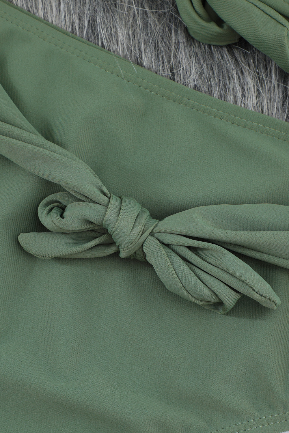 Green Sexy Bubble Sleeves High Waisted Swimsuit