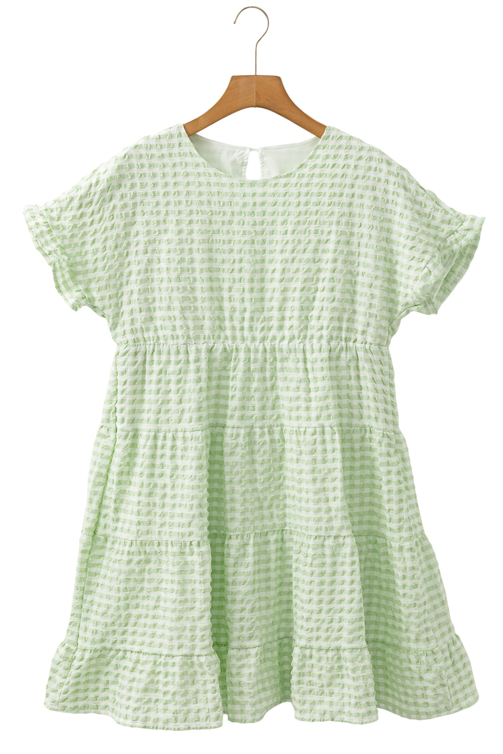 Green Plaid Ruffle Tiered Mini Dress