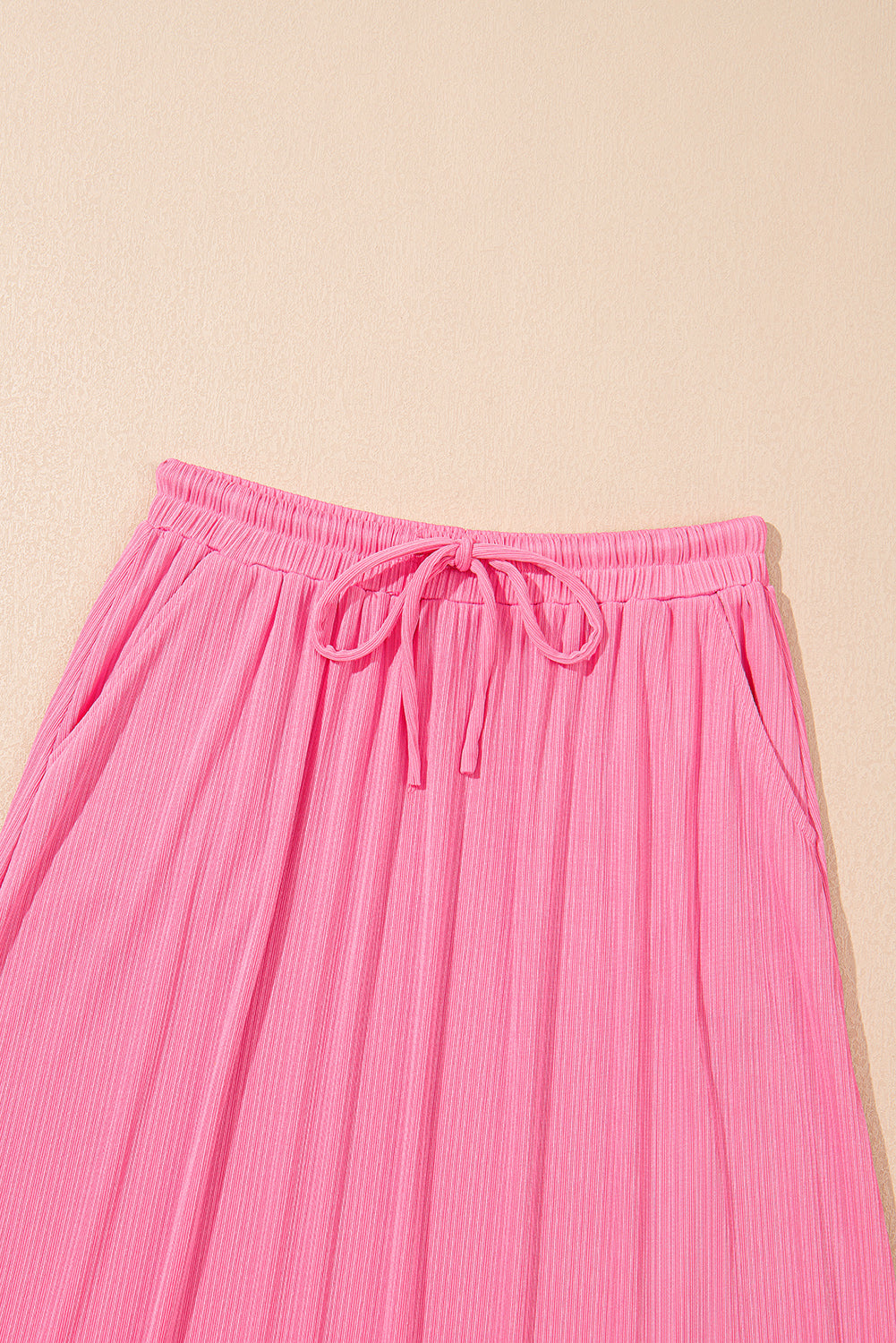 Bonbon Textured Ruffle Trim Crop Top and Drawstring Skirt Set