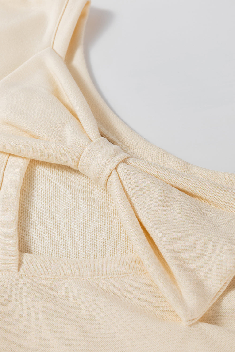 Apricot Bowknot Plain Round Neck Sweatshirt