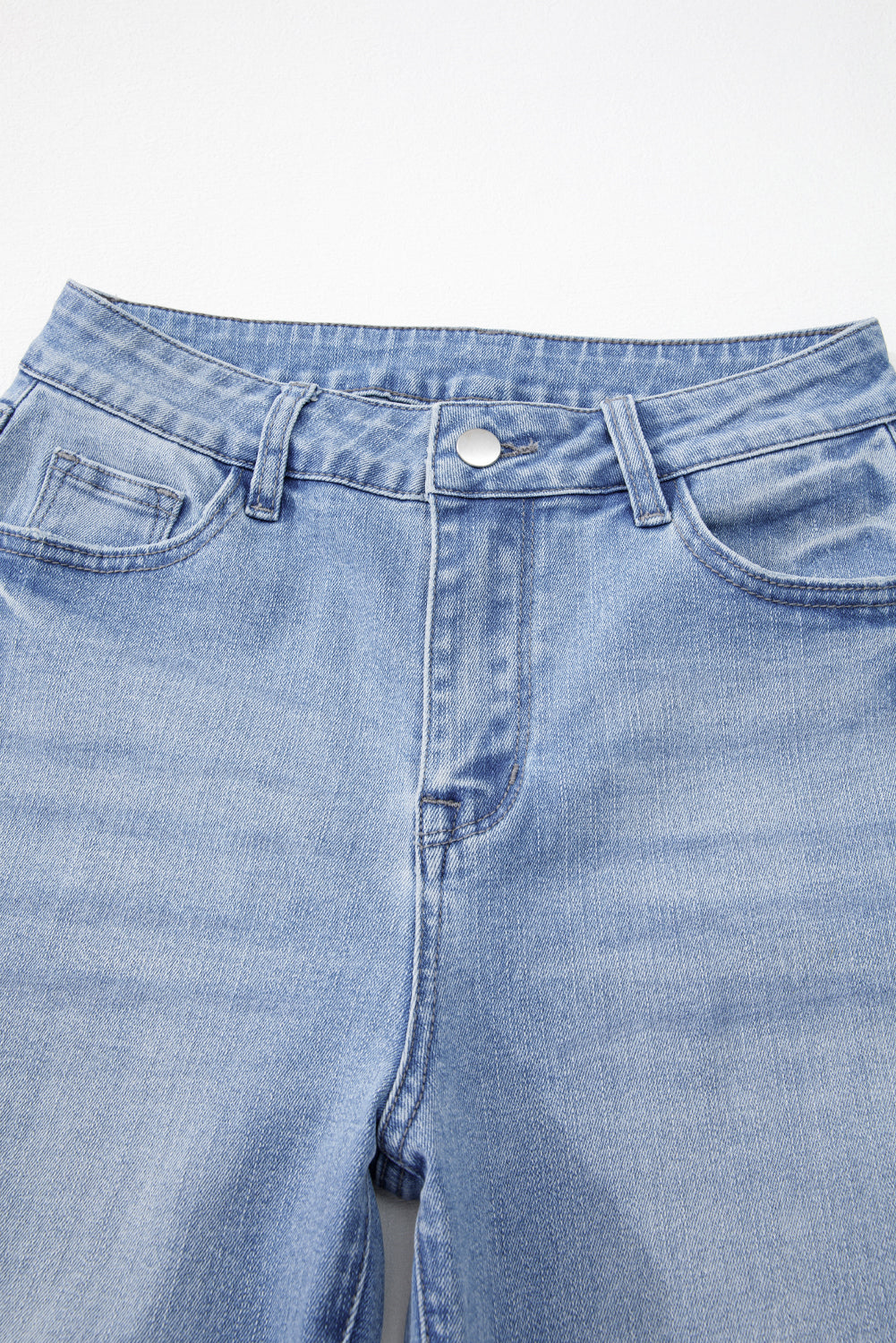 Sail Blue Mineral Wash Raw Hem High Waist Flared Jeans