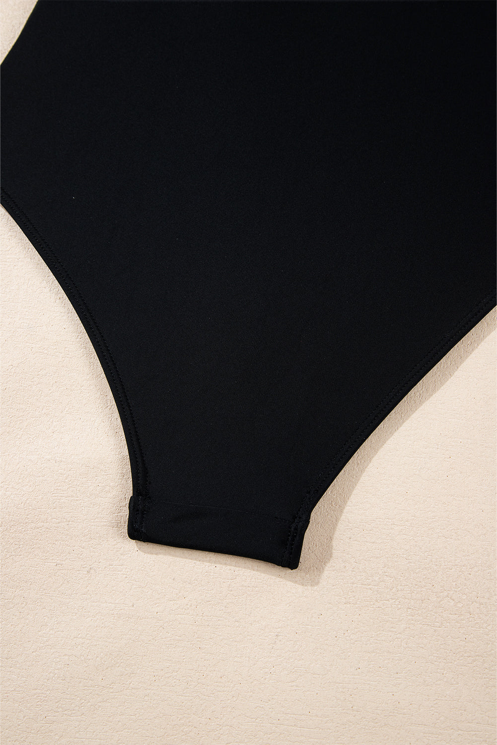 Black Contrast Edge Belted One Piece Swimsuit