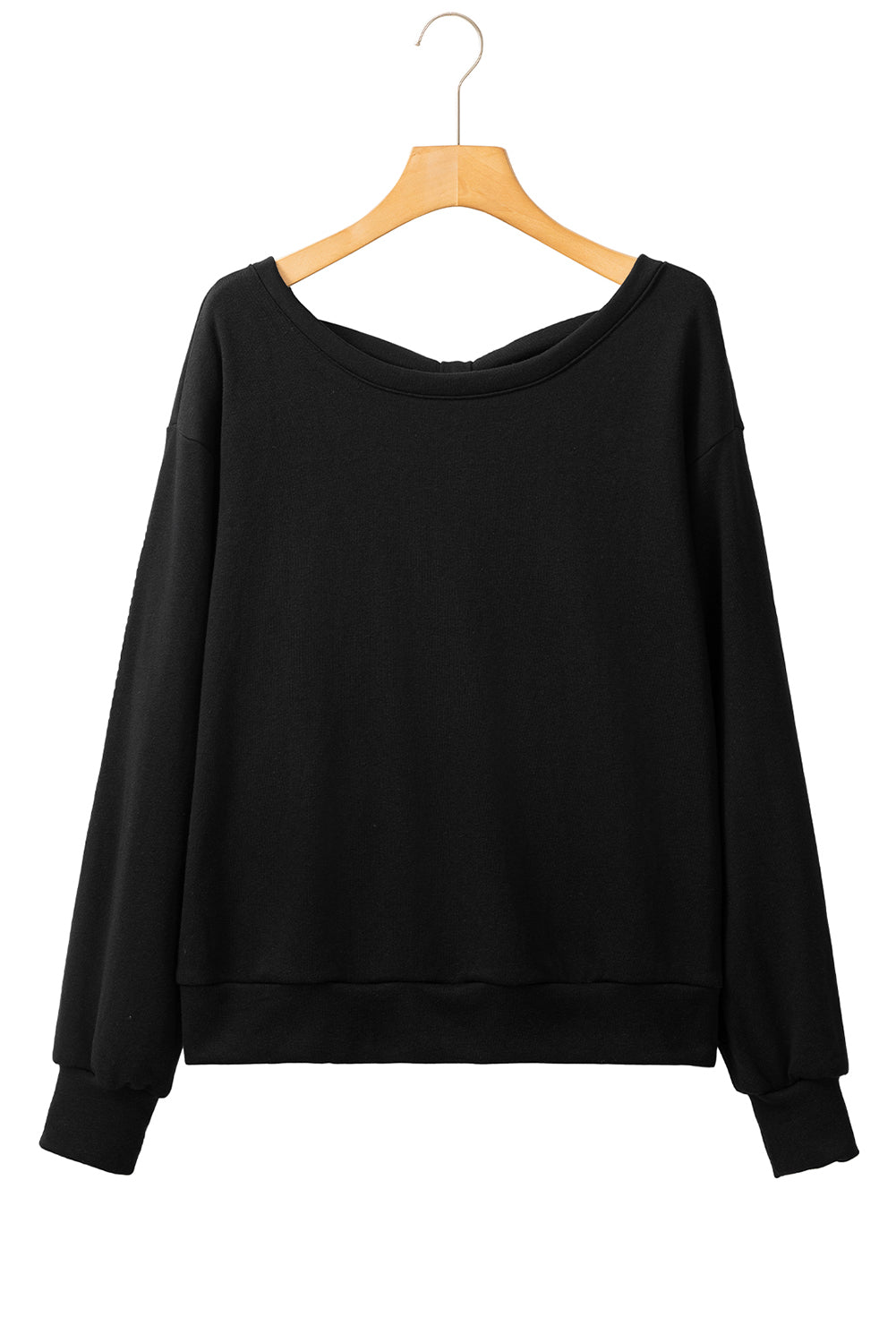 Apricot Bowknot Plain Round Neck Sweatshirt