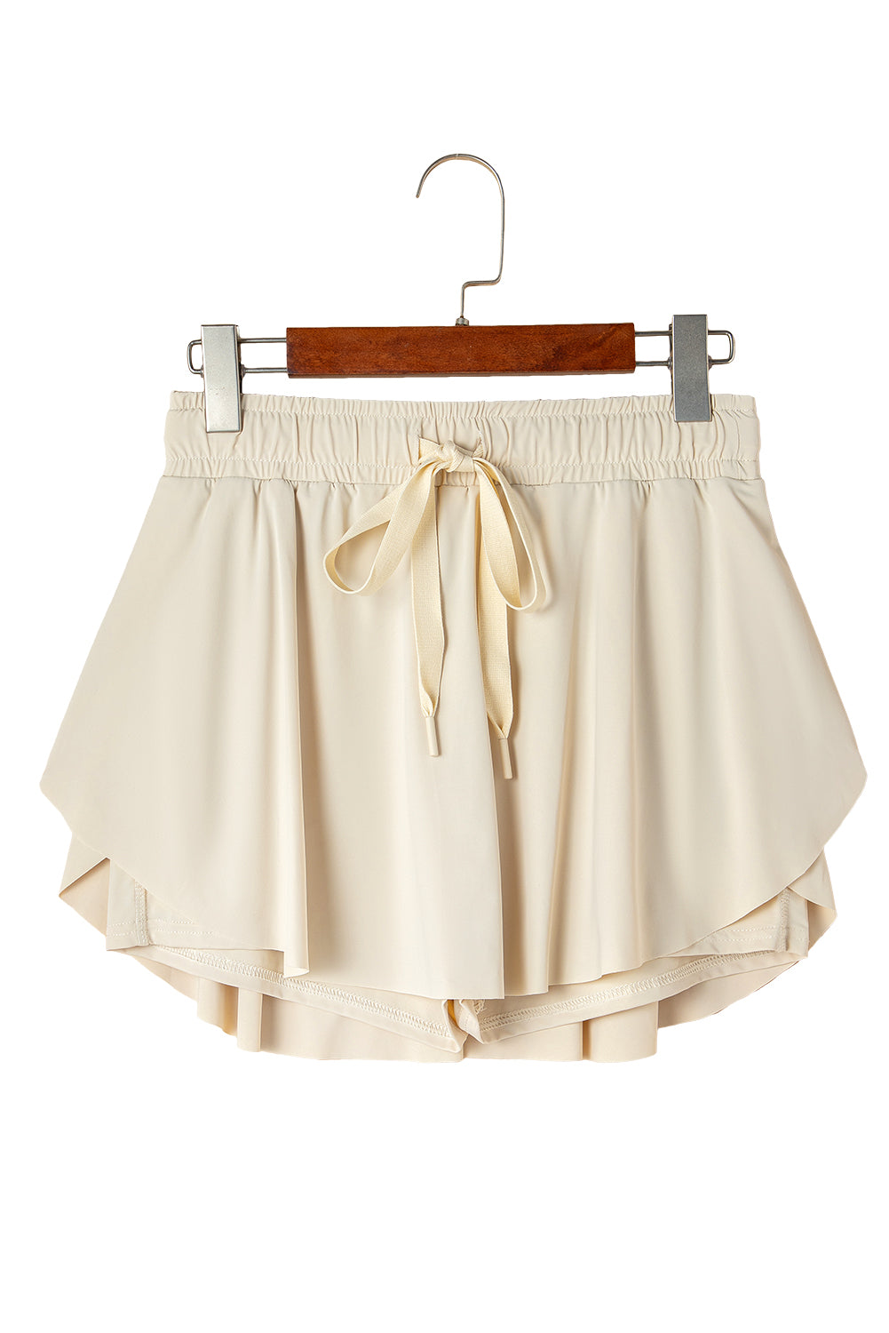 Beige Drawstring High Waist Lined Tennis Skort