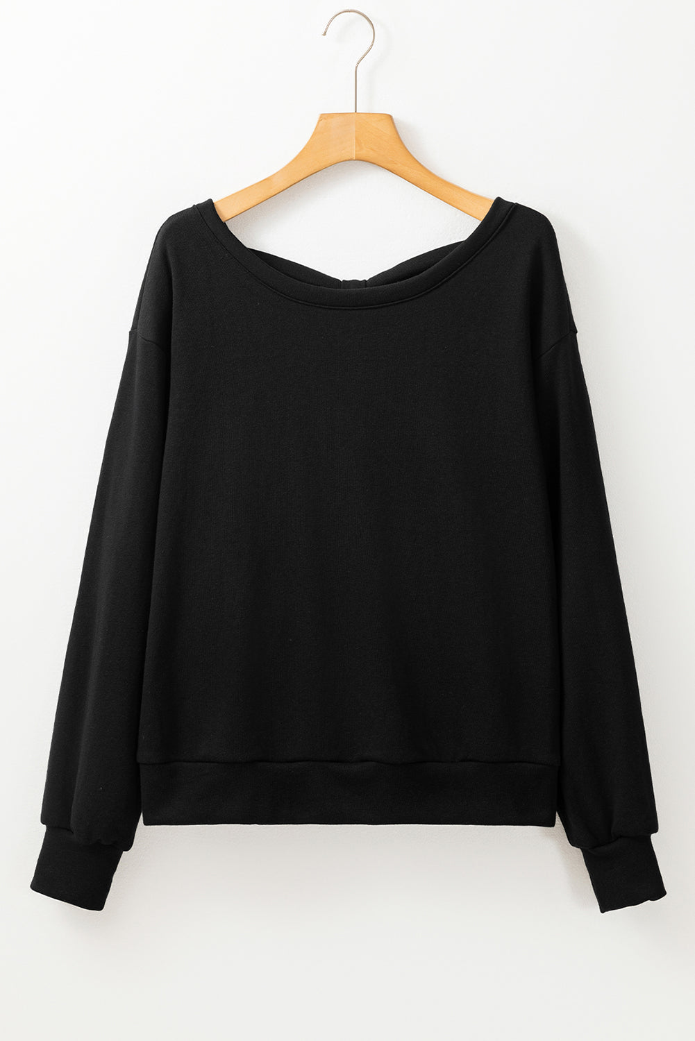 Apricot Bowknot Plain Round Neck Sweatshirt