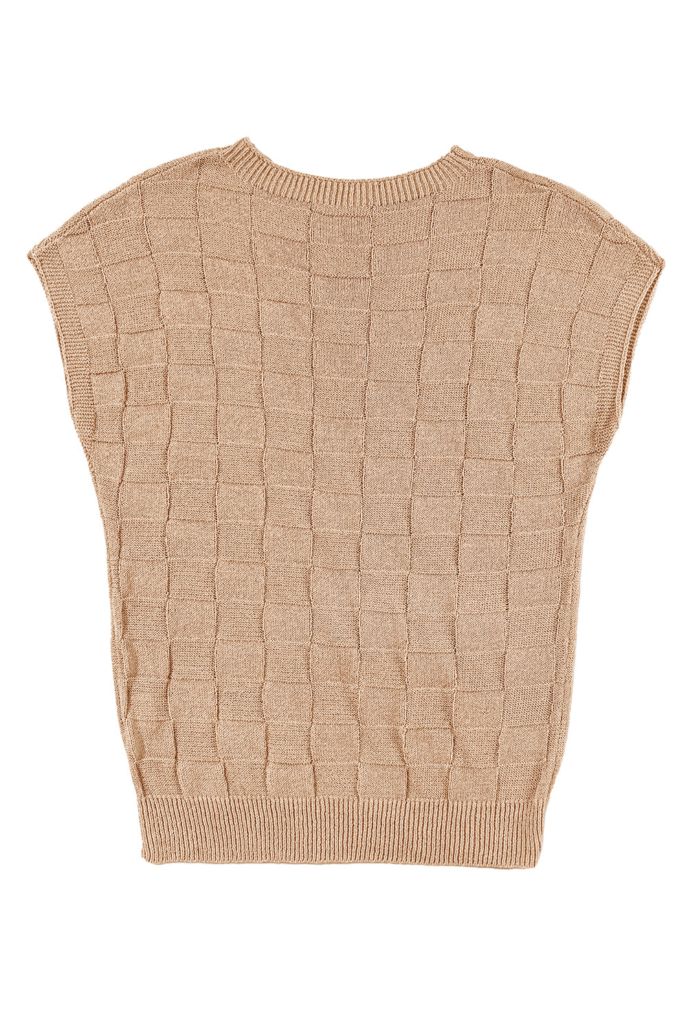 Dusty Pink Lattice Textured Knit Short Sleeve Baggy Sweater