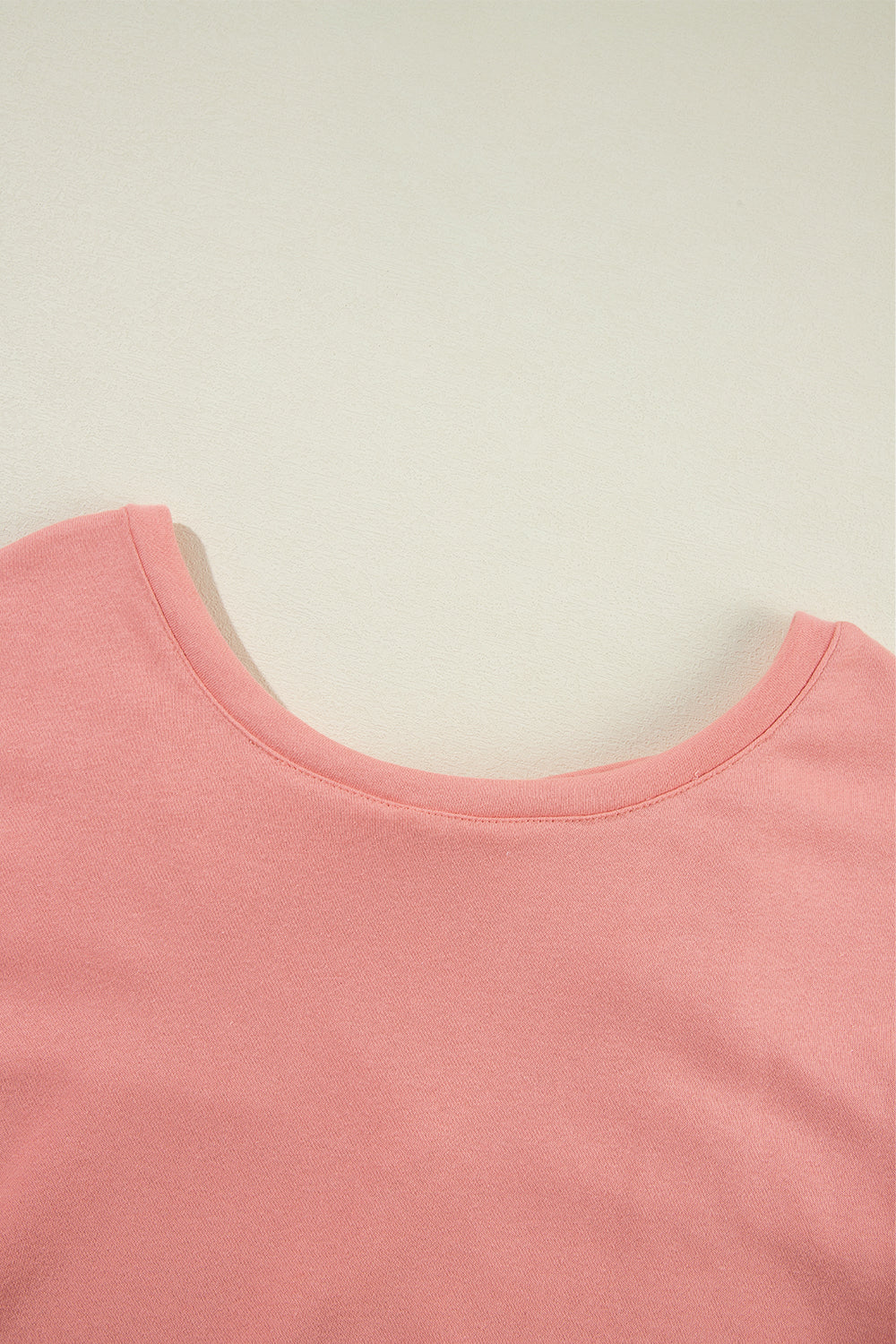 Apricot Bowknot Plain Round Neck Sweatshirt