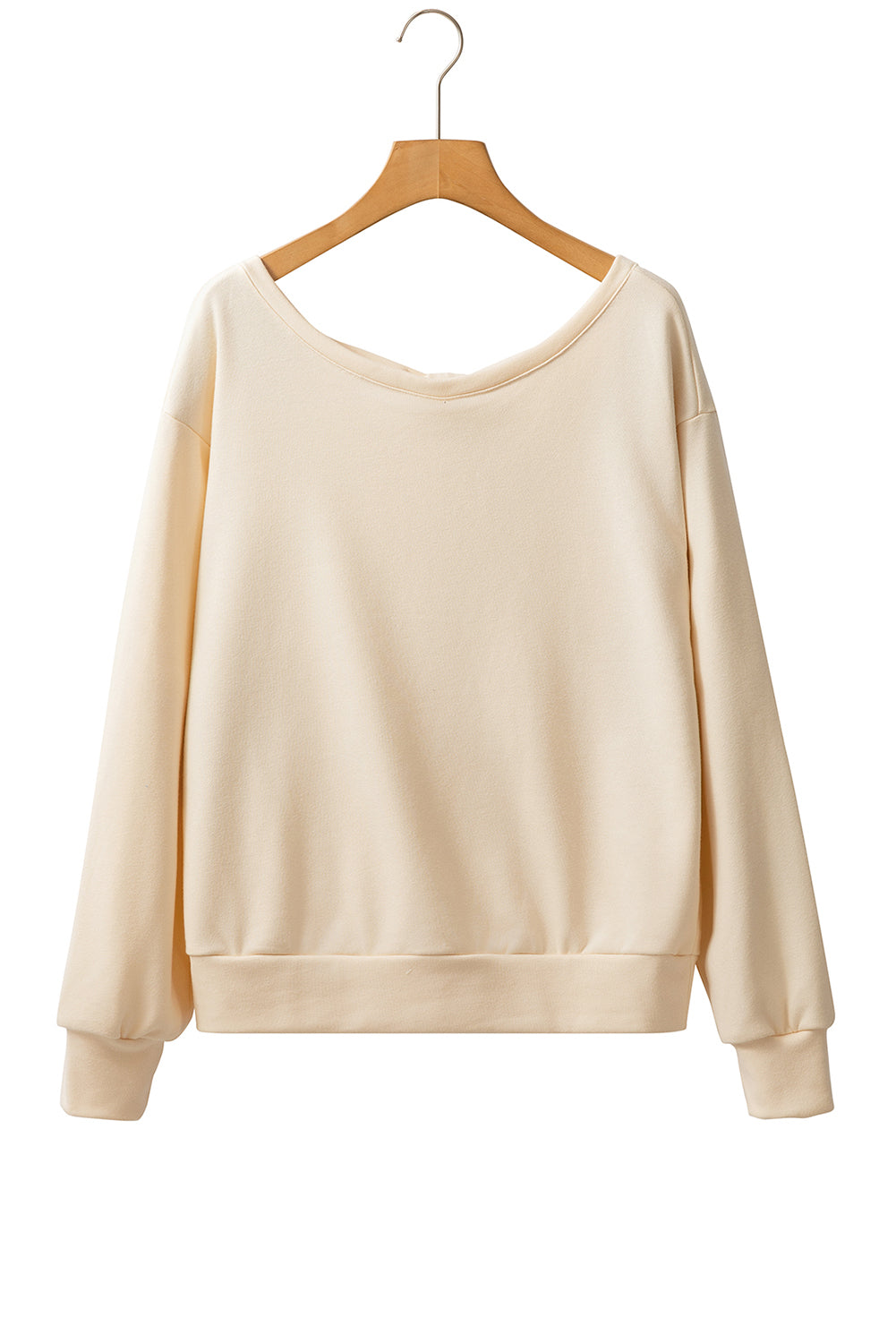 Apricot Bowknot Plain Round Neck Sweatshirt