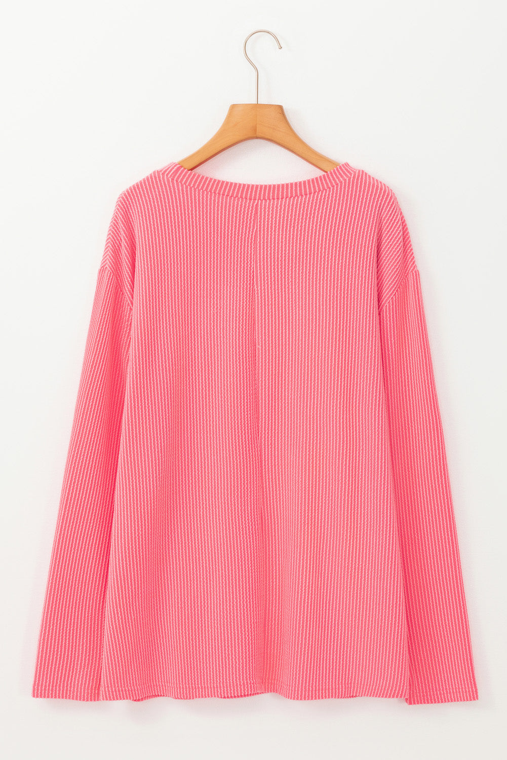 Peach Blossom Plus Size Ribbed Textured Pocketed Long Sleeve Top