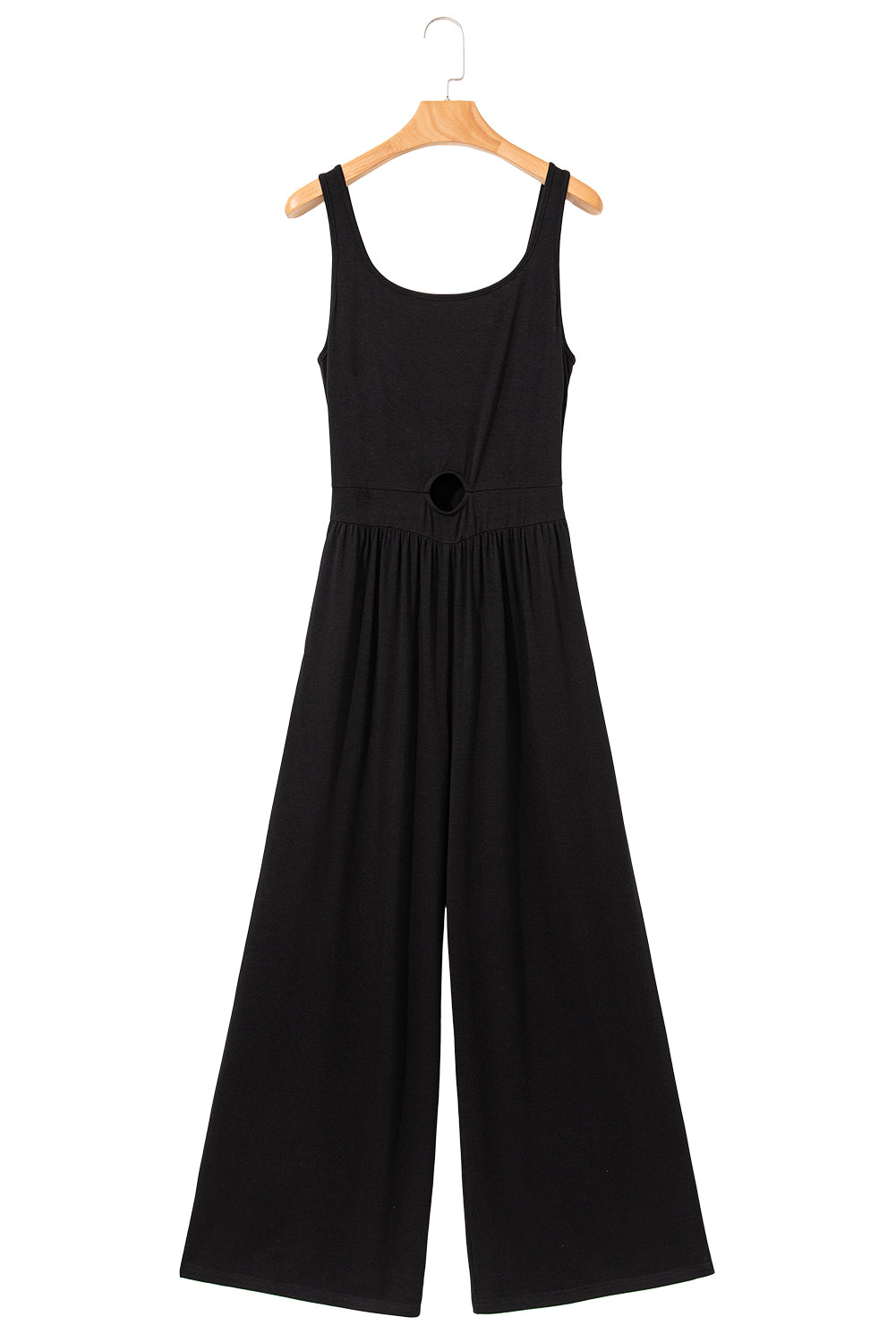 Black Solid Color Cutout Wide Leg Jumpsuit