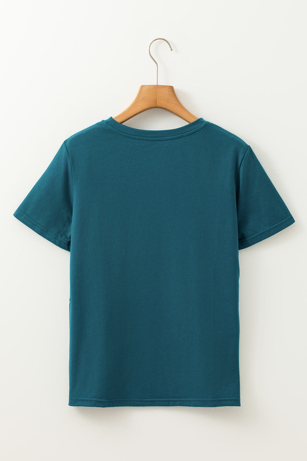 Blue Sapphire Solid Color Round Neck T Shirt